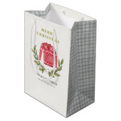 Sac Cadeau Moyen Joli feuillage rouge vert moche doux Noël hiver (Dos Angle)