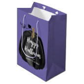 Sac Cadeau Moyen Joli Halloween Citrouille de script mou violet (Devant Angle)