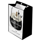 Sac Cadeau Moyen Joli Halloween noir et blanc Citrouille 2022 (Devant Angle)