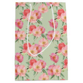 Sac Cadeau Moyen Joli Jardin Rose Fleurs Aquarelle (Devant)