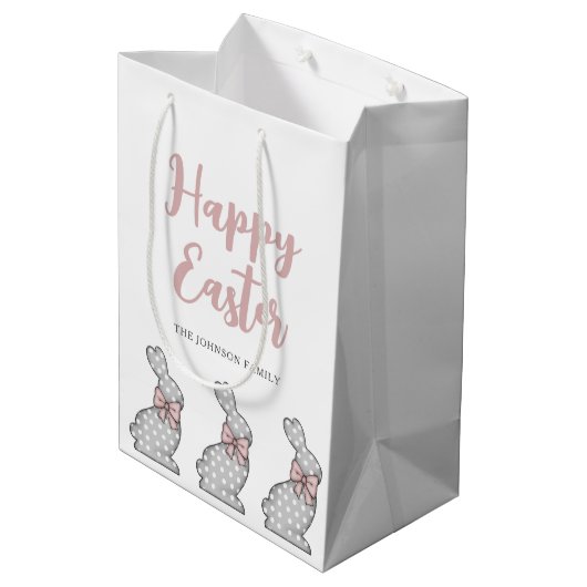 Sac Cadeau Moyen Joli lapin rose Pâques (Dos Angle)