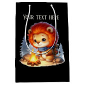Sac Cadeau Moyen Joli lion camping ajouter du texte (Devant)