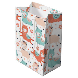 Sac Cadeau Moyen Joli Llama Boho Turquoise Orange Blush Enfants Cad