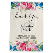 Sac Cadeau Moyen Joli Mariage de frontière rose et bleu (Dos)