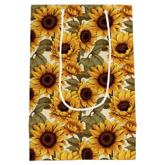 Sac Cadeau Moyen Joli motif carrelé de tournesol (Dos)