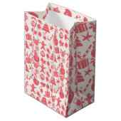 Sac Cadeau Moyen Joli motif de Noël rouge - Festif et amusant (Devant Angle)