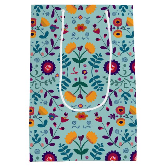 Sac Cadeau Moyen Joli Motif Fleurs d'Art Folk (Dos)