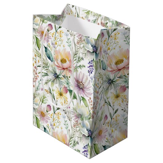 Sac Cadeau Moyen Joli motif floral pastel (Dos Angle)