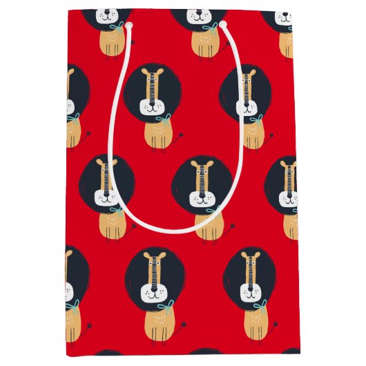 Sac Cadeau Moyen Joli Motif Lion scandinave (Devant)