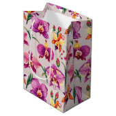 Sac Cadeau Moyen Joli Motif violet orchidée (Devant Angle)