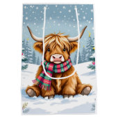 Sac Cadeau Moyen Joli Noël de vache Whimsical Highland (Dos)