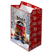 Sac Cadeau Moyen Joli Raccoon Whimsical (Devant Angle)