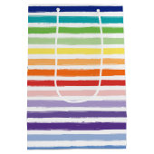 Sac Cadeau Moyen Joli Rainbow Stripe Motif Anniversaire (Dos)