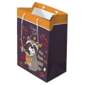 Sac Cadeau Moyen Joli raton laveur d'automne avec texte personnalis (Dos Angle)