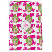 Sac Cadeau Moyen Joli rose et vert (Devant)