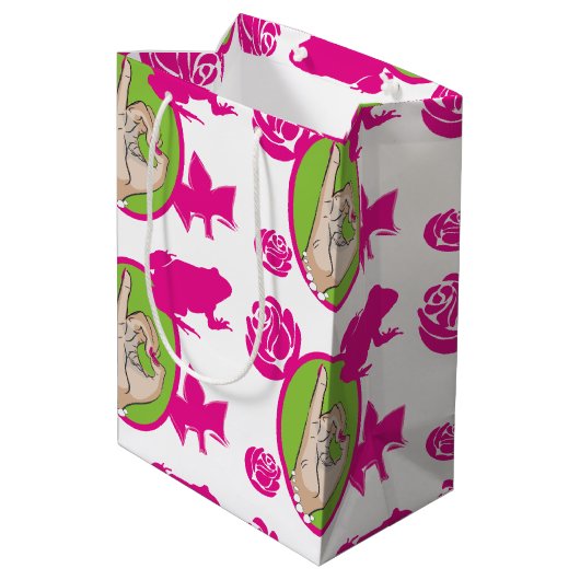 Sac Cadeau Moyen Joli rose et vert (Dos Angle)