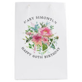 Sac Cadeau Moyen Joli rose Peony Floral 60e anniversaire (Devant)