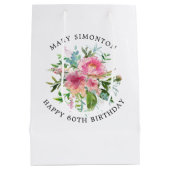 Sac Cadeau Moyen Joli rose Peony Floral 60e anniversaire (Dos)