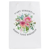 Sac Cadeau Moyen Joli rose Peony Floral 70e anniversaire (Devant)