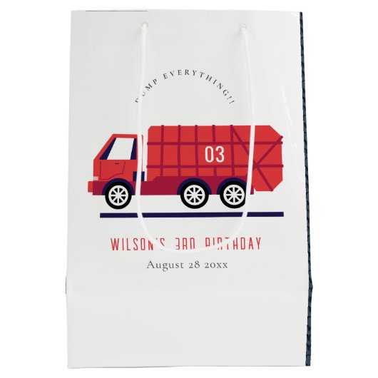 Sac Cadeau Moyen Joli Rouge Garbage Truck Enfants N'importe quel âg (Dos)