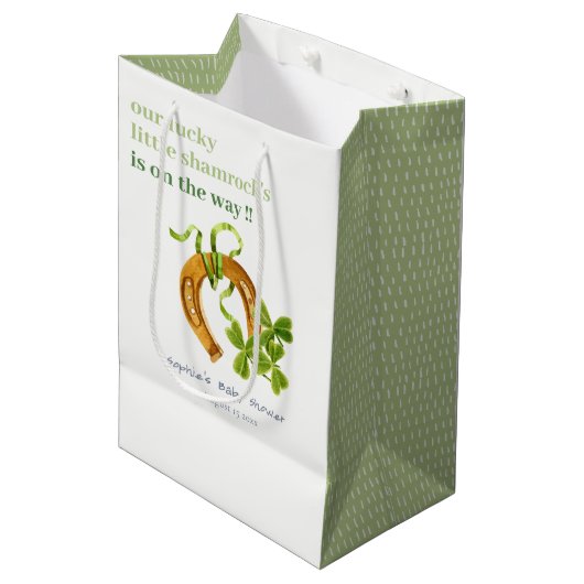 Sac Cadeau Moyen Joli Shamrock St Patrick's Day Baby shower (Devant Angle)