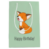 Sac Cadeau Moyen Joli Sleepy Petit Fox Anniversaire Vert (Devant)