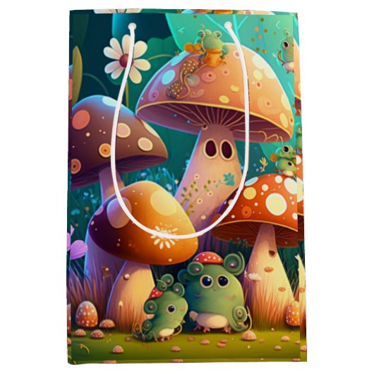 Sac Cadeau Moyen Joli vert mignon bébé muchrooms (Devant)