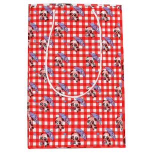 Sac Cadeau Moyen Joli Vichy Rouge