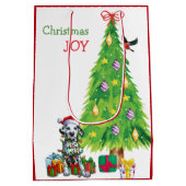 Sac Cadeau Moyen Jolie dalmate Père Noël Chiot et Arbre de Noël (Dos)