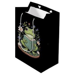 Sac Cadeau Moyen Jolie esthétique de grenouille florale Cottagecore