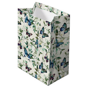 Sac Cadeau Moyen Jolie Fête de Mariage Papillons Bleus