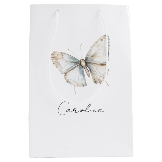 Sac Cadeau Moyen Jolie Fête des mariées de papillon blanc (Devant)