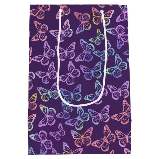 Sac Cadeau Moyen Jolie fille papillon violet Motif Iridescente (Dos)