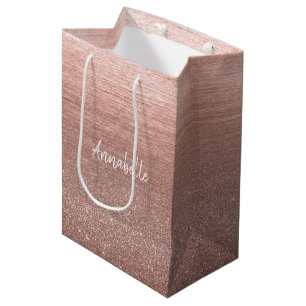 Sac Cadeau Moyen Jolie fille rose rose Parties scintillant or étinc