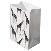 Sac Cadeau Moyen Jolie Giraffe noire blanche rose (Dos Angle)