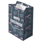 Sac Cadeau Moyen Jolie Halloween avec araignées et chauves-souris, (Devant Angle)