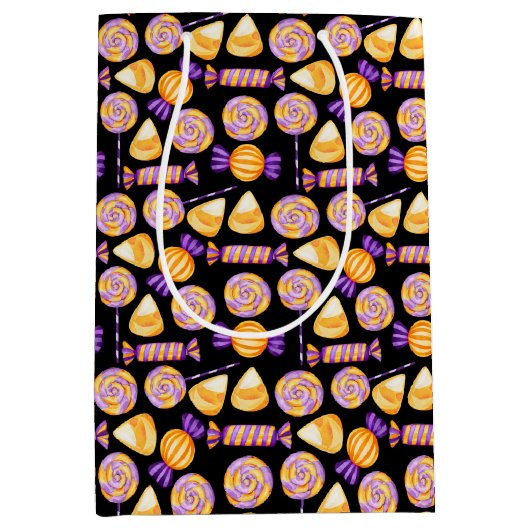 Sac Cadeau Moyen Jolie Halloween Corn Bonbons Lollipop Noir (Devant)