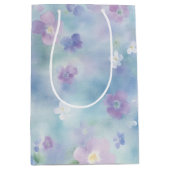 Sac Cadeau Moyen Jolie Lavande Fête des mariées Fleurs blanches (Devant)