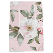 Sac Cadeau Moyen Jolie Mariage Fleurs Roses et Blanches Bain (Dos)