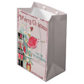 Sac Cadeau Moyen Jolie Parties scintillant rose & Nutcracker Turquo (Devant Angle)