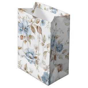 Sac Cadeau Moyen Jolies Fleurs Bleues Romantiques Mariage