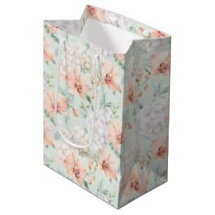 Sac Cadeau Moyen Jolies Fleurs de Pêche à la Menthe et à l'Orchidée