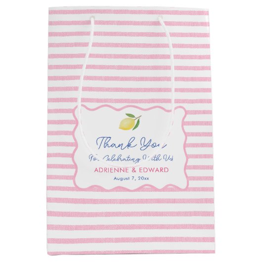 Sac Cadeau Moyen Jolies Remerciements de Mariage aux Citrons Dessin (Devant)