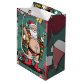 Sac Cadeau Moyen Jolly Happy Père Noël (Devant Angle)