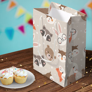 Sac Cadeau Moyen Jote Motif d'animaux de bois