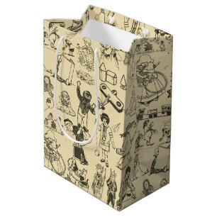 Sac Cadeau Moyen Jouets vintages et jeux d'enfants motif