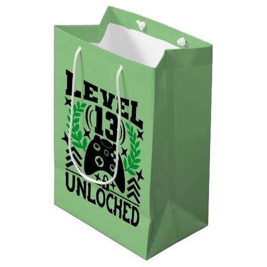 Sac Cadeau Moyen Joueur vidéo cool fête du 13e anniversaire (Devant Angle)