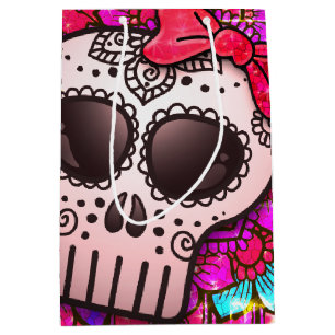 Sac Cadeau Moyen Jour de la mort rouge chaud Parties scintillant ro