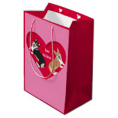 Sac Cadeau Moyen Jour des Valentines Corgi  (Dos Angle)