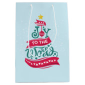 Sac Cadeau Moyen Joy to the World Christmas Citation Typographie (Devant)